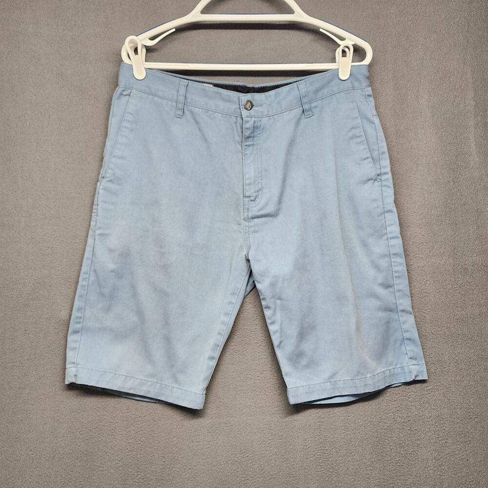 Volcom Mens 33x11 VMONTY Shorts Blue Chino Casual Skater
